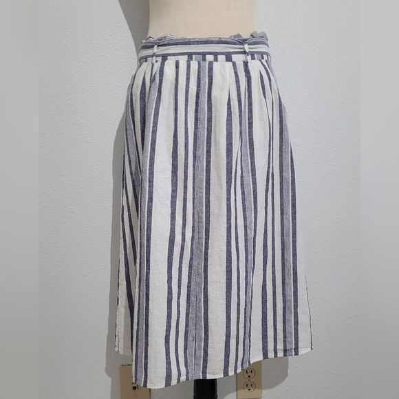 Chances R Skirt Women Size M Cotton Blend Button Front With Pockets Blue Stripes - Picture 4 of 9